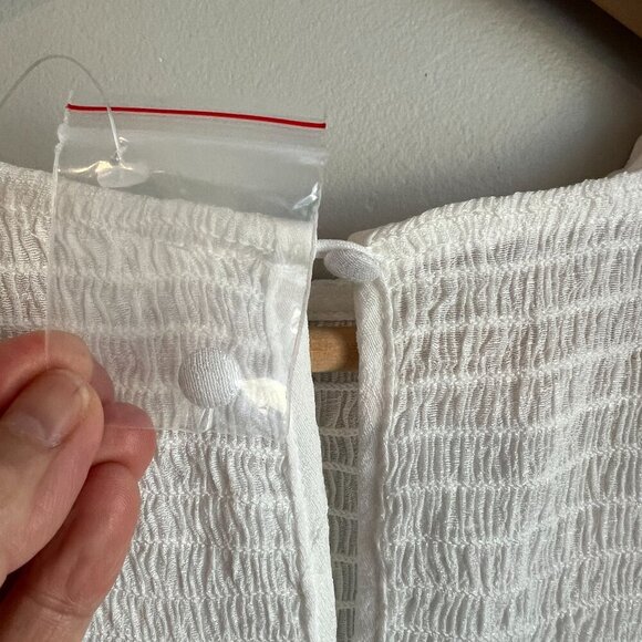 August Sky Womens Smocked Ruffle Sleeve Tiered Midi Summer Dress SMALL White - Picture 4 of 10